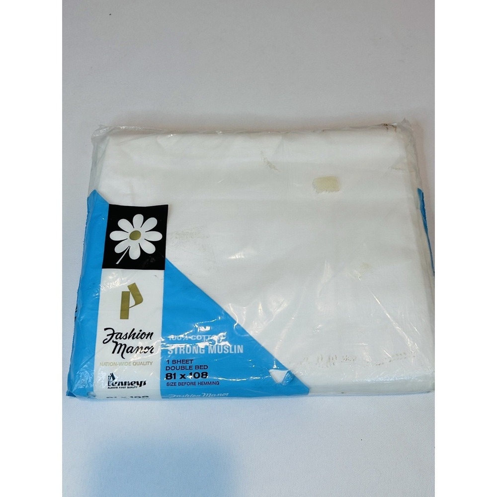 Fashion Manor Strong Muslin 100% Cotton Flat Double Bed White New